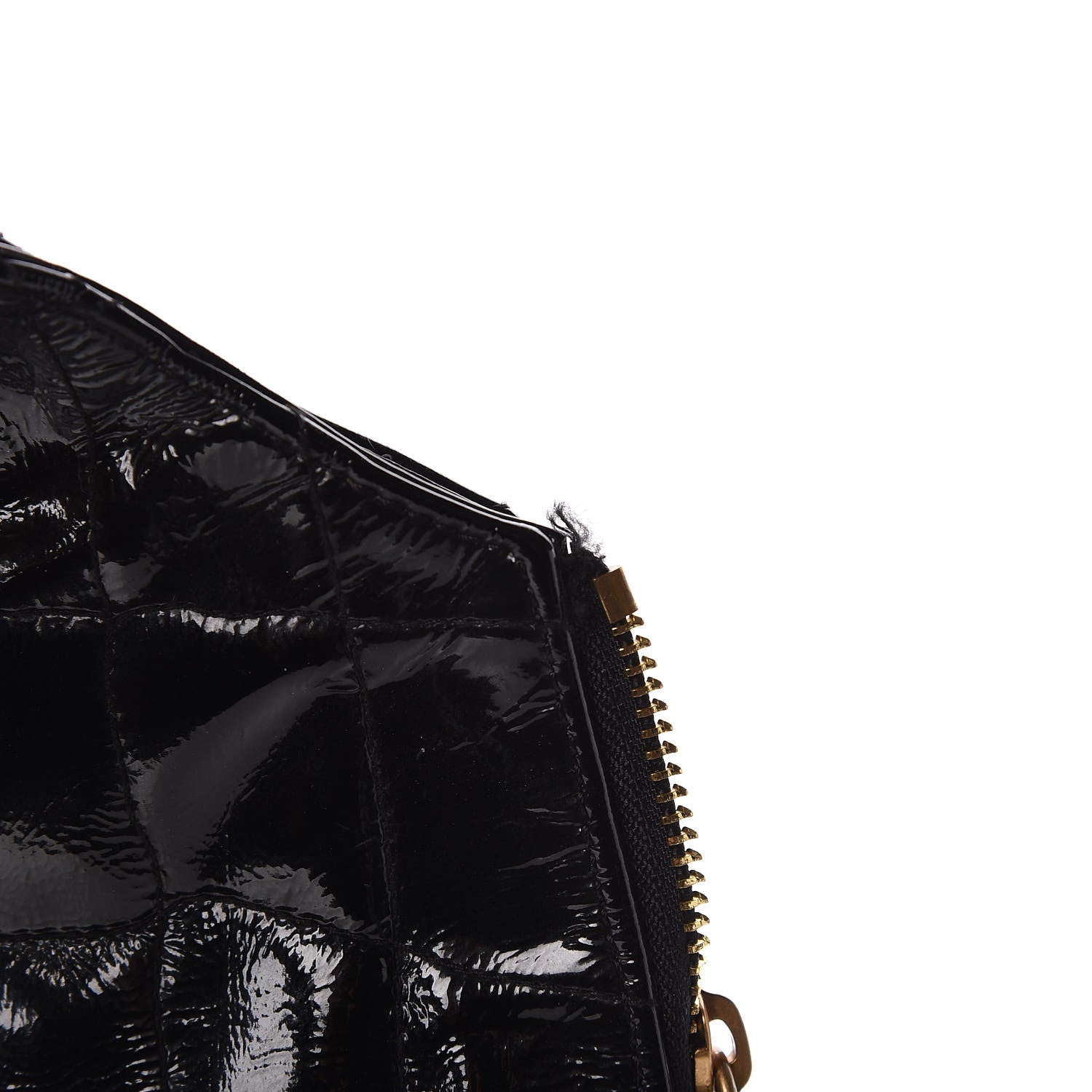 Saint Laurent Patent Crocodile Embossed Tribute Tote Black 10 of 16
