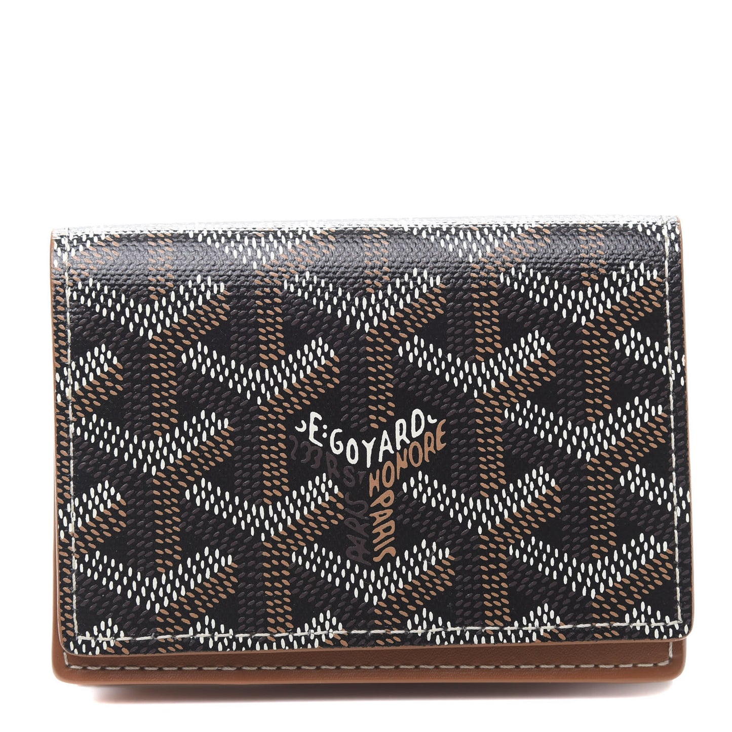 Goyardine Business Card Holder Black Gold