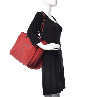 Chanel Lurex Boucle Large Deauville Tote Red 2 of 10