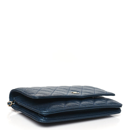 Chanel Caviar Quilted Wallet on Chain WOC Dark Blue 4 of 10