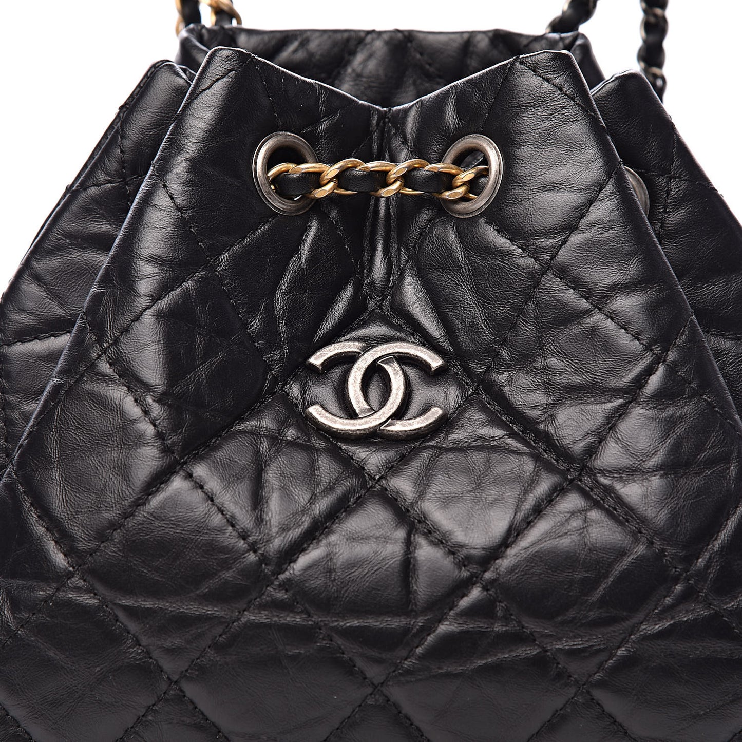 Aged Calfskin Quilted Small Gabrielle Backpack Black