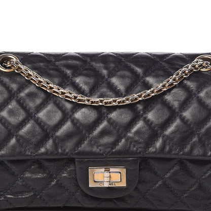 Chanel Metallic Aged Calfskin Accordion Reissue 2.55 Flap Blue 9 of 12