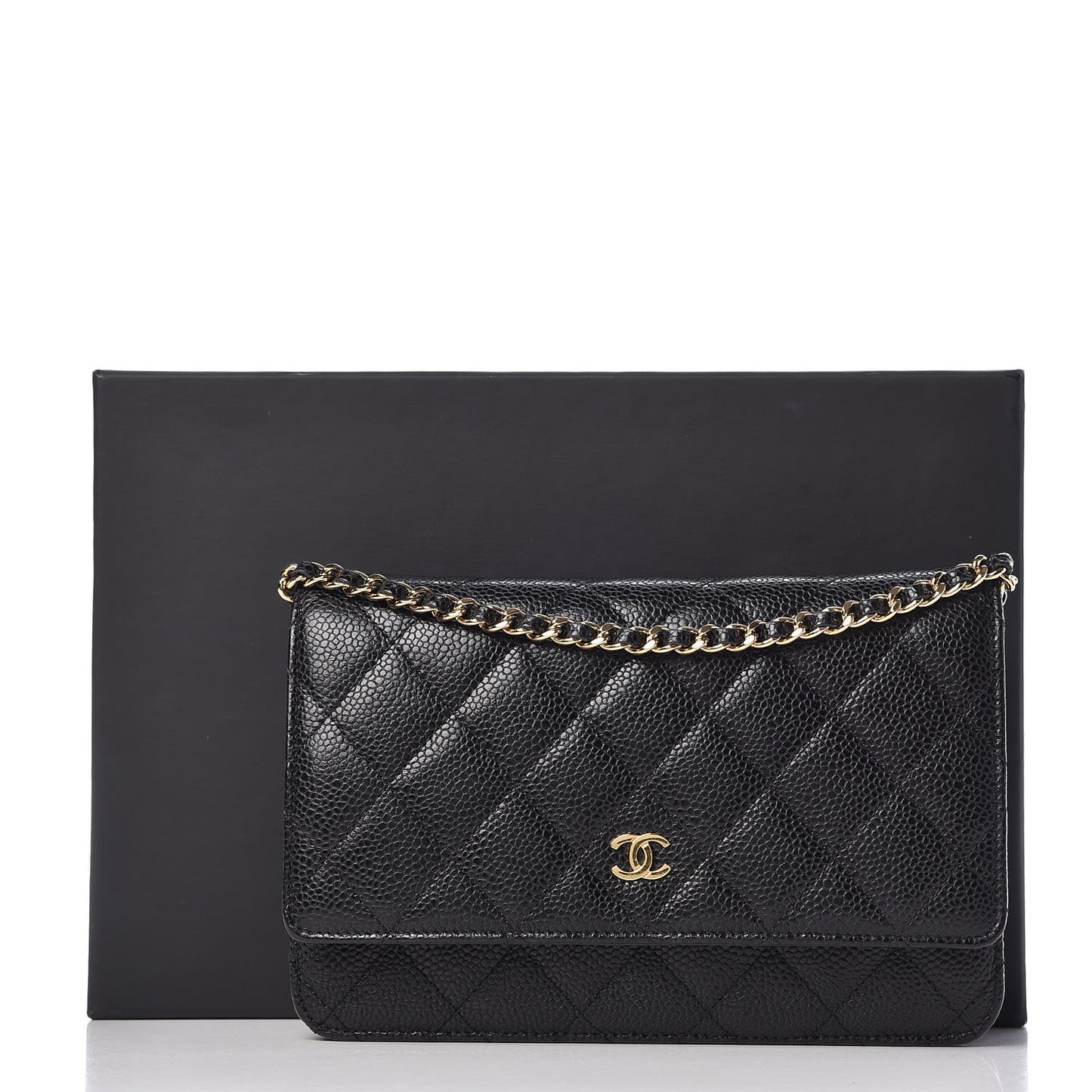 Caviar Quilted Wallet On Chain WOC Black