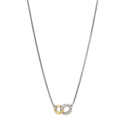 David Yurman Sterling Silver 18K Yellow Gold Belmont Pendant Necklace 1 of 4