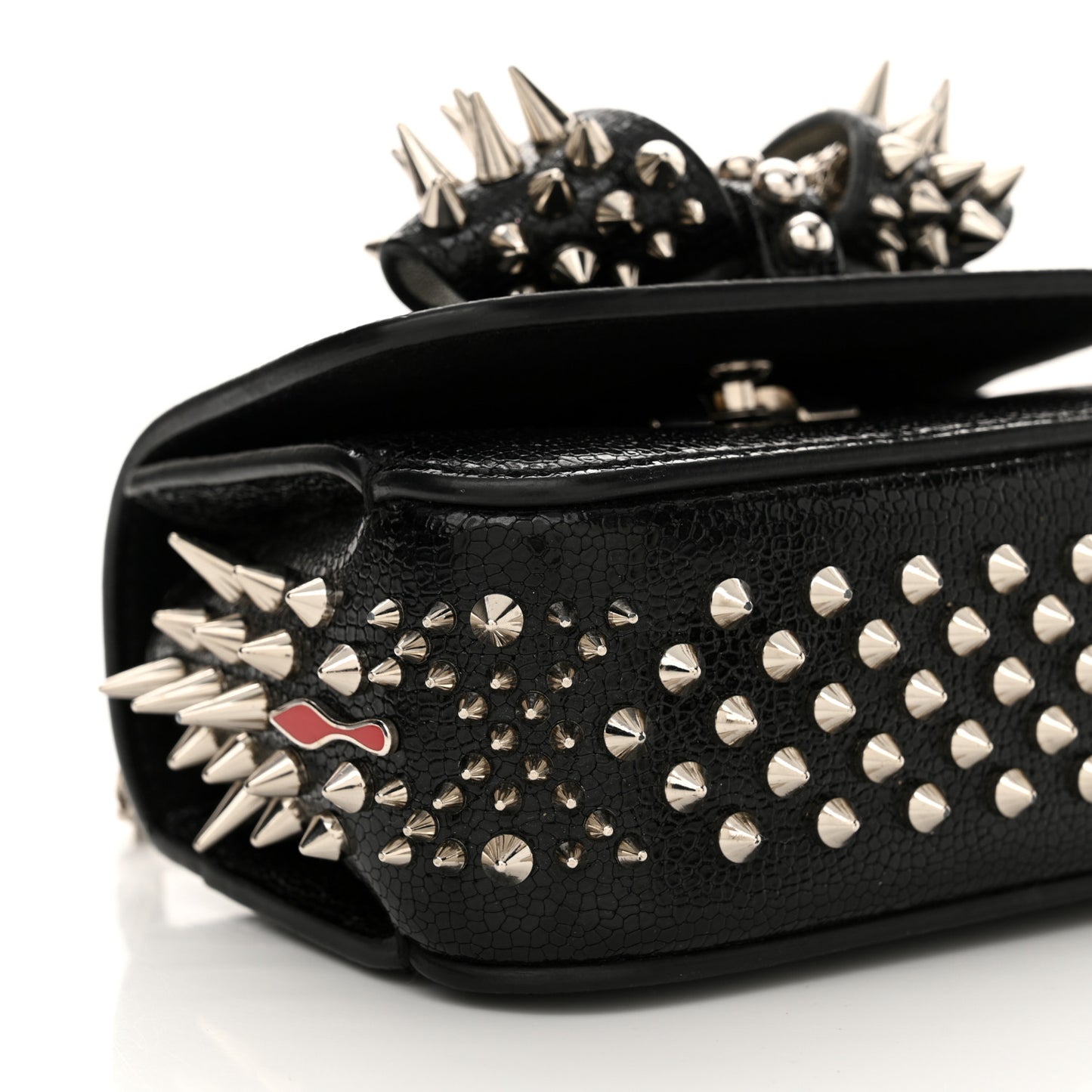 Jurassic Calfskin Spikes Sweety Charity NV Crossbody Bag Black Silver