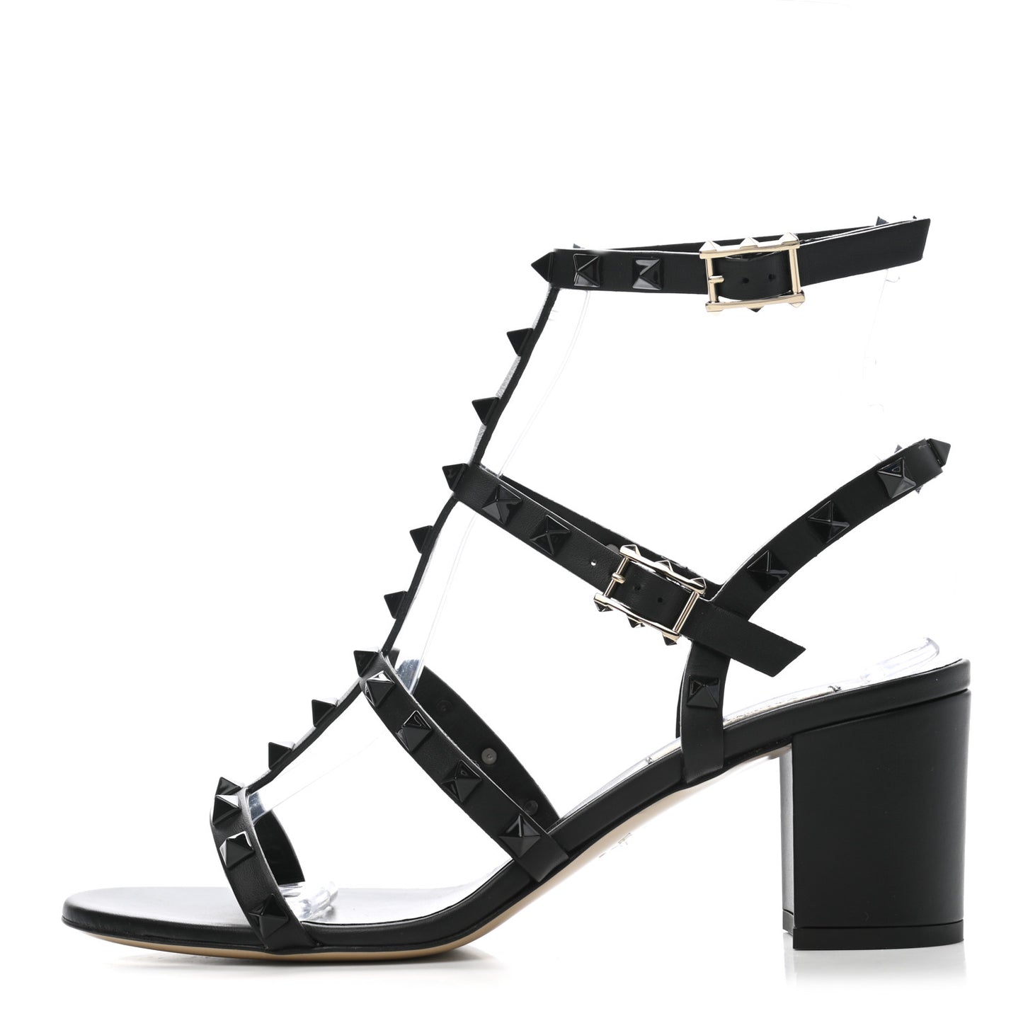 Calfskin Rockstud 60mm City Sandals 38 Black