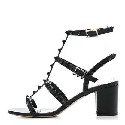 Valentino Garavani Calfskin Rockstud 60mm City Sandals 38 Black 1 of 7