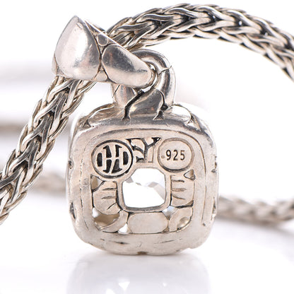 John Hardy Sterling Silver White Topaz Kali Square Pendant Necklace 5 of 8