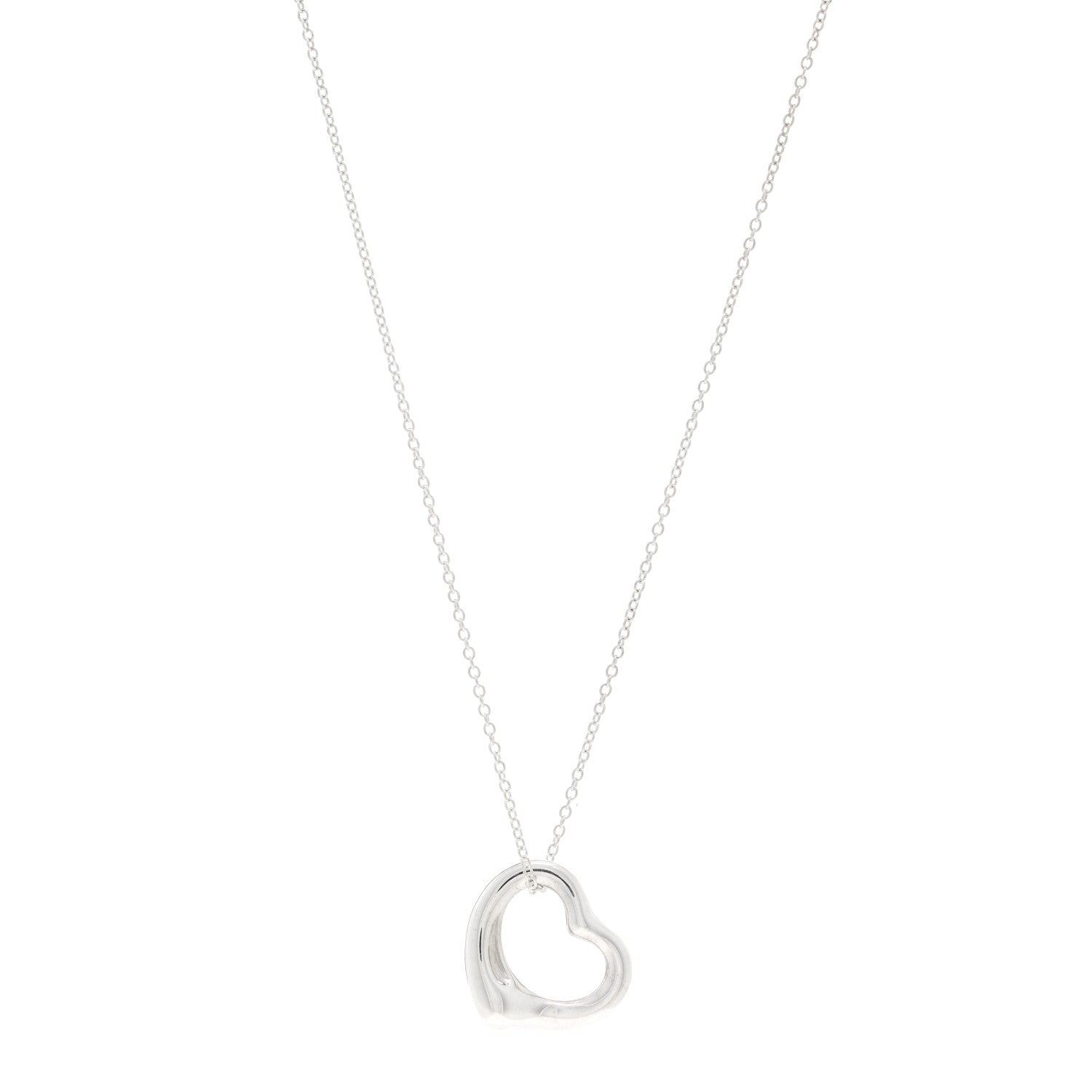 Tiffany Sterling Silver 16mm Elsa Peretti Open Heart Pendant Necklace 1 of 4