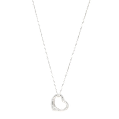 Tiffany Sterling Silver 16mm Elsa Peretti Open Heart Pendant Necklace 1 of 4