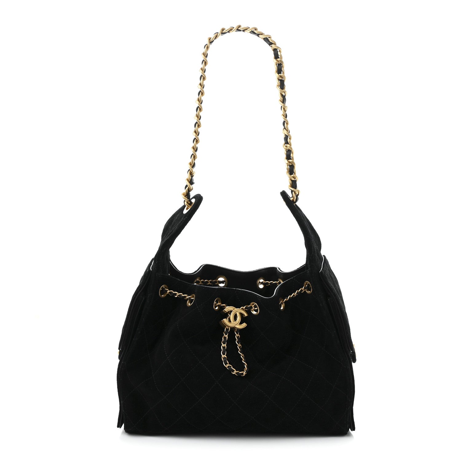 Chanel Suede Quilted Small Chanel 25 Handbag Black 1 of 11