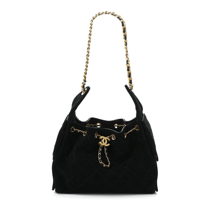 Chanel Suede Quilted Small Chanel 25 Handbag Black 1 of 11