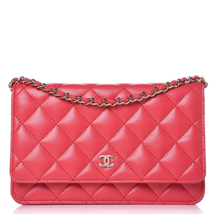 Chanel Lambskin Quilted Wallet On Chain WOC Light Red 1 of 10