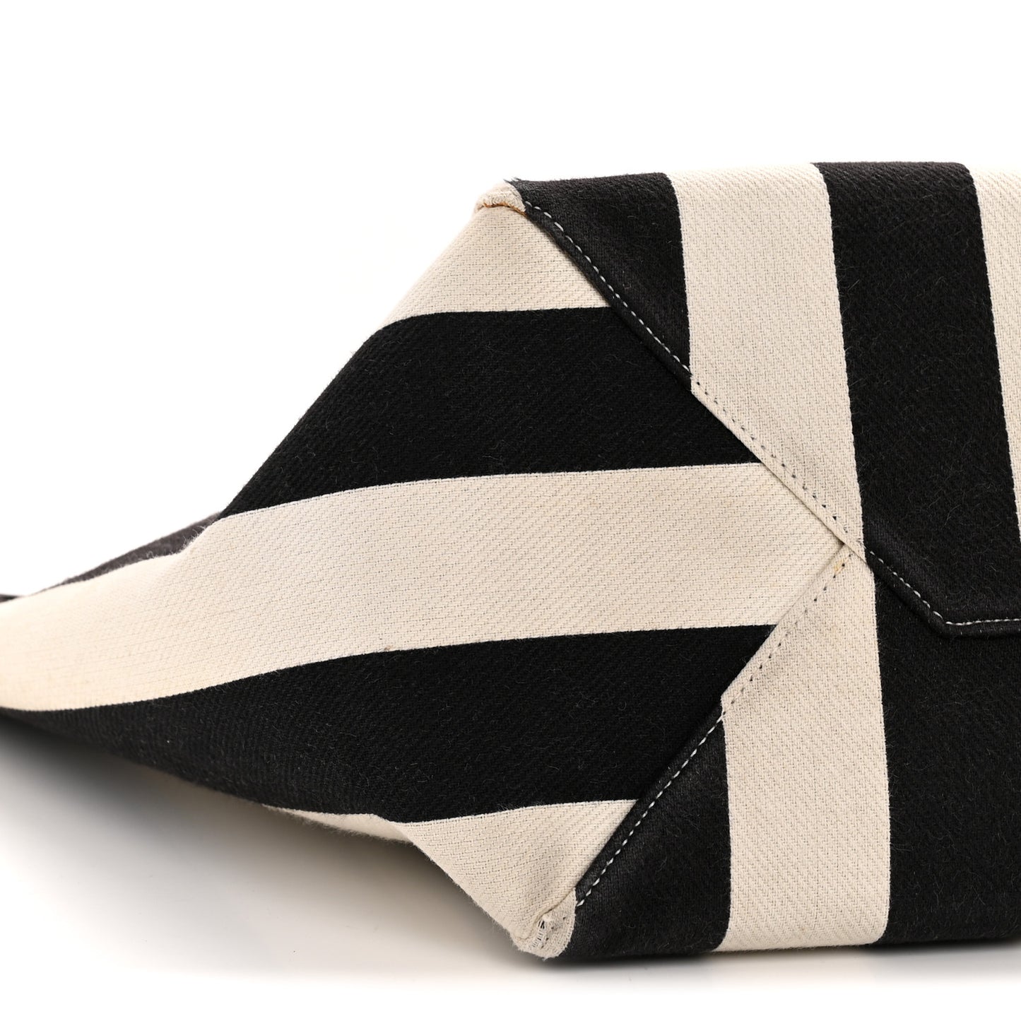Canvas Striped Medium Belt Cabas Phantom Black White
