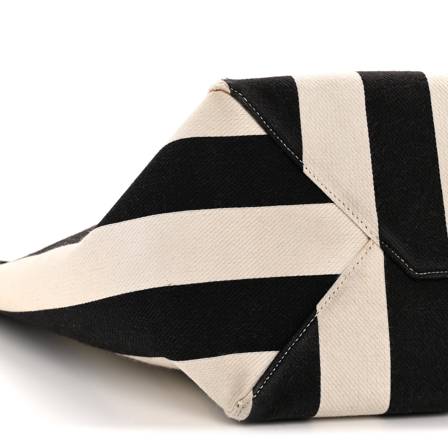 Celine Canvas Striped Medium Belt Cabas Phantom Black White 9 of 13