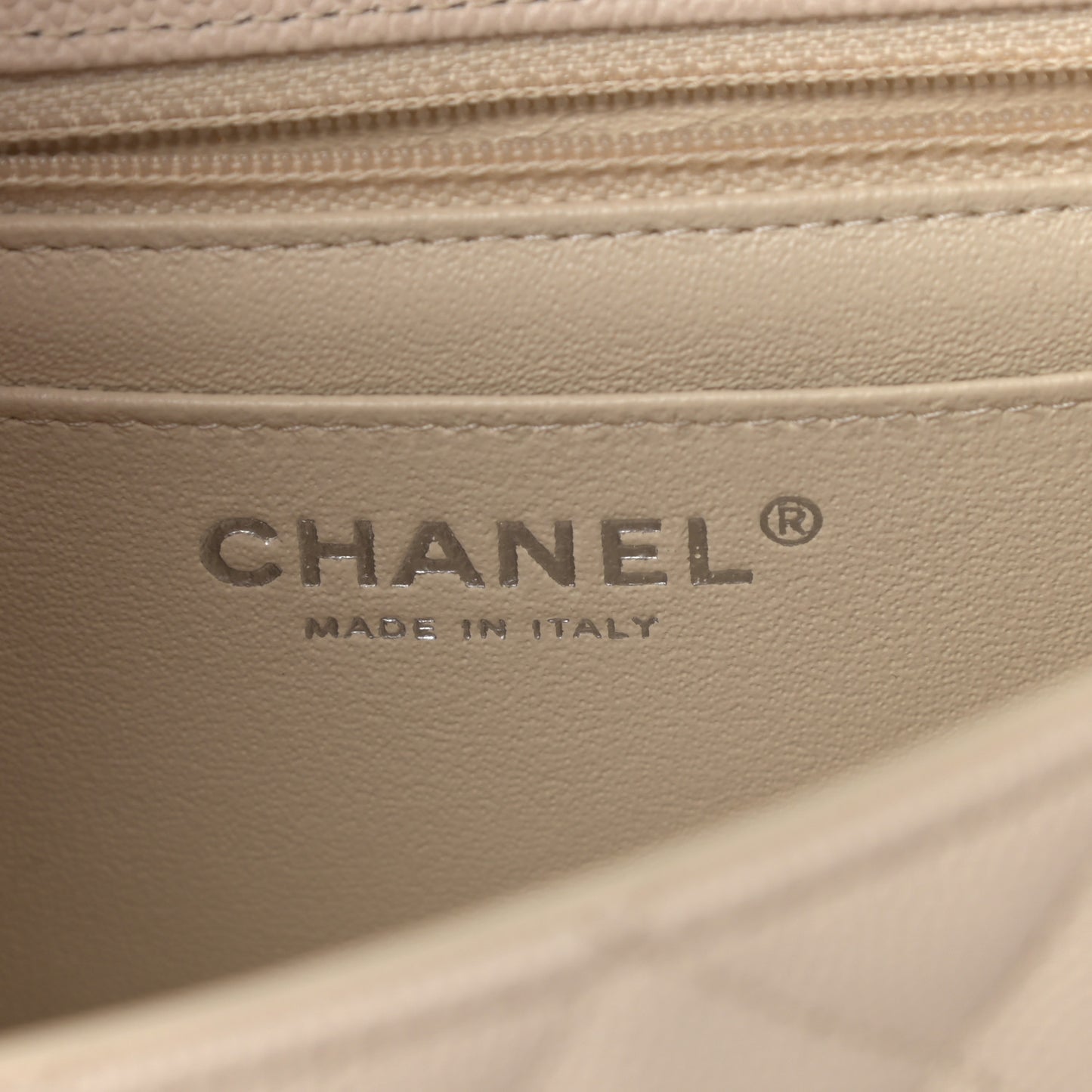 Caviar Quilted Mini Rectangular Flap Light Beige