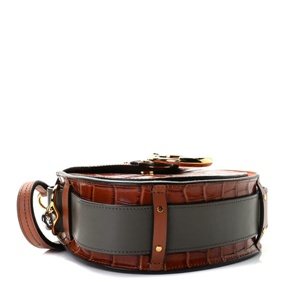 Chloe Calfskin Crocodile Embossed Small Tess Bag Chestnut 7 of 14