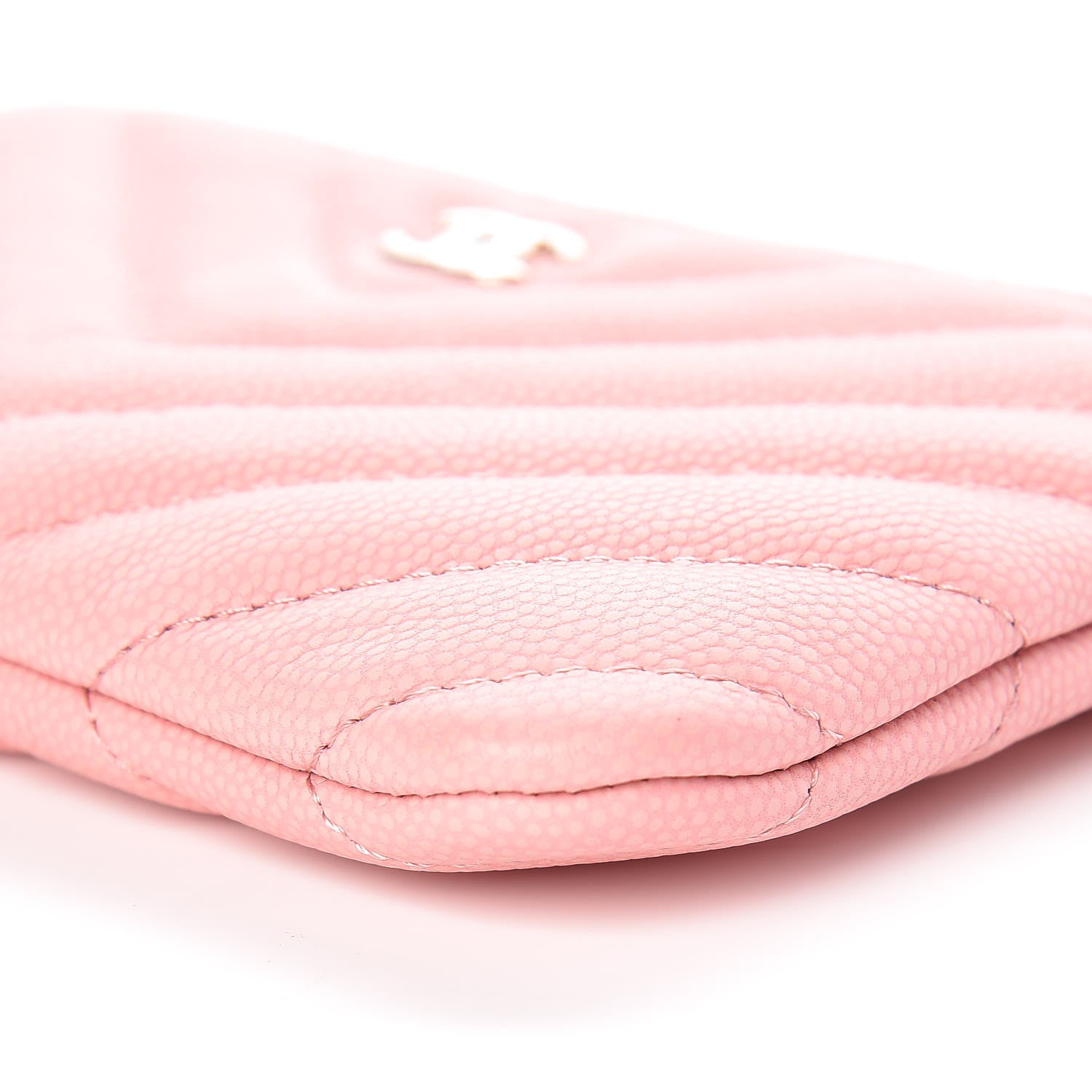 Chanel Caviar Chevron Quilted Small Cosmetic Case Pink 9 of 10