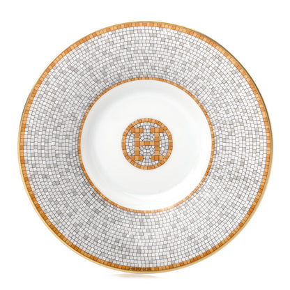 Hermes Porcelain Mosaique Au 24 Gold Coffee Cup and Saucer Set of 2 5 of 9