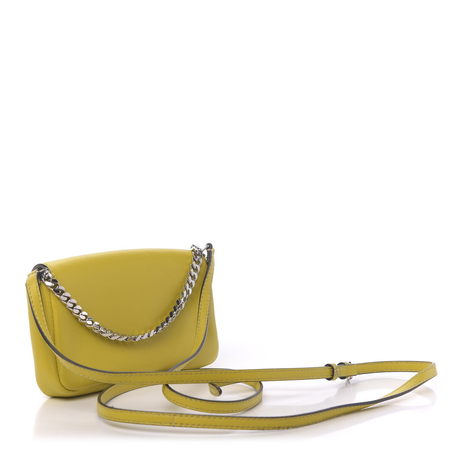 Fendi Nappa Rabbit Fox Fur Micro Buggie Baguette Lime Rosa 3 of 10