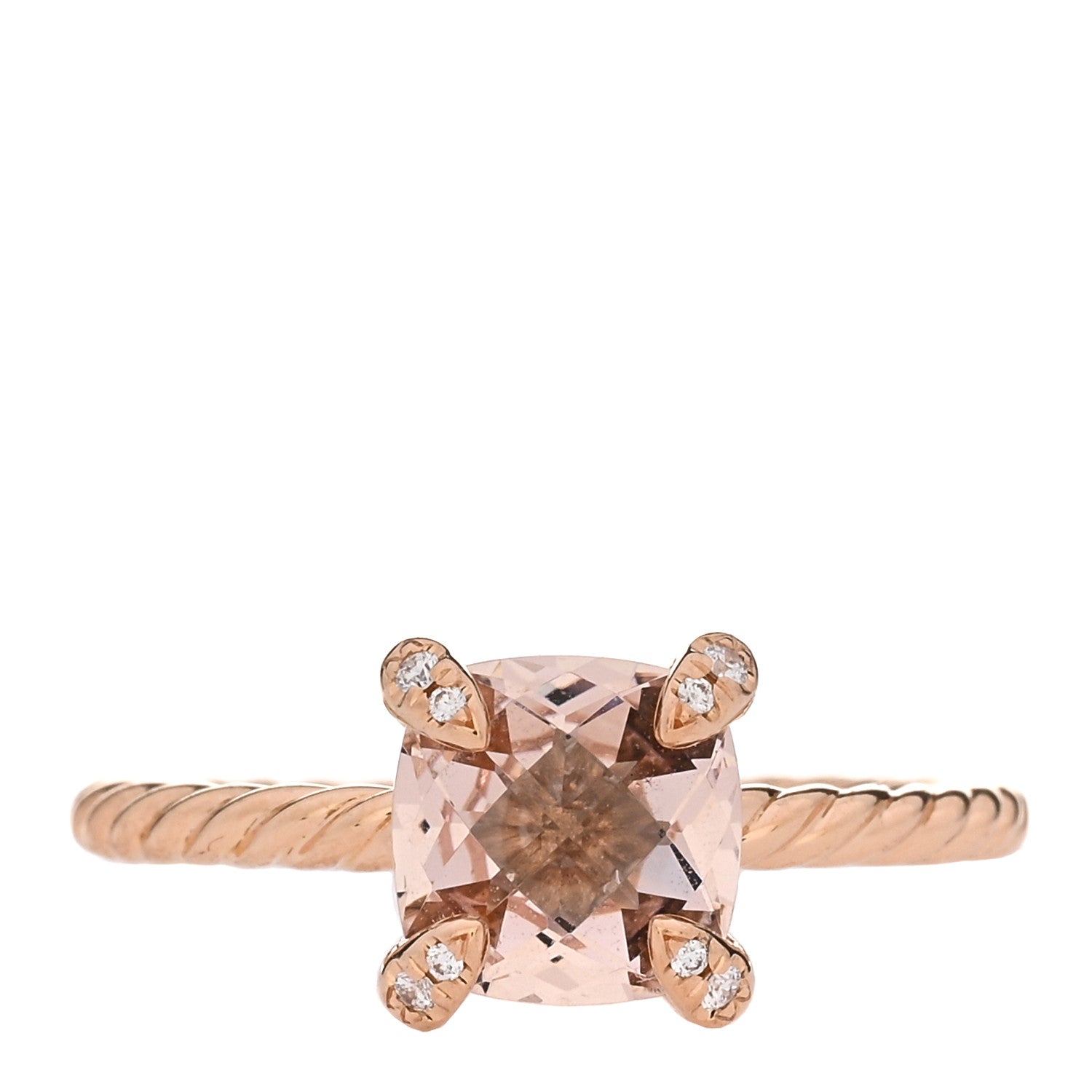 David Yurman 18K Rose Gold Diamond Morganite 7mm Chatelaine Ring 52 6 1 of 4