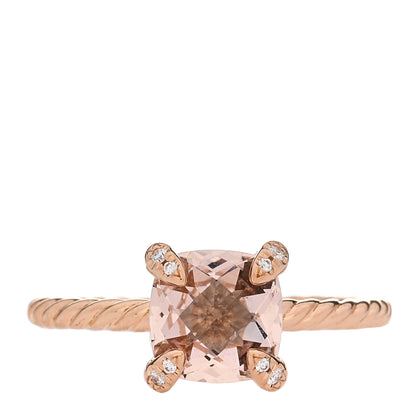 David Yurman 18K Rose Gold Diamond Morganite 7mm Chatelaine Ring 52 6 1 of 4
