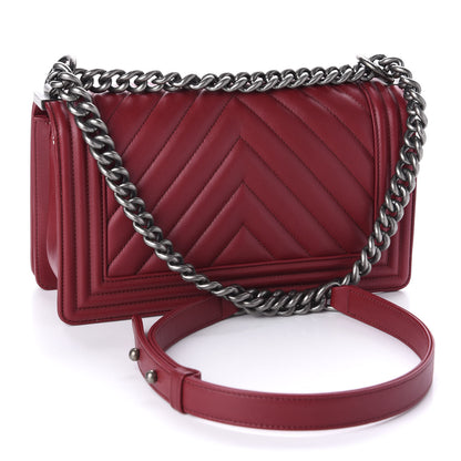 Chanel Calfskin Chevron Quilted Medium Boy Flap Red 3 of 16