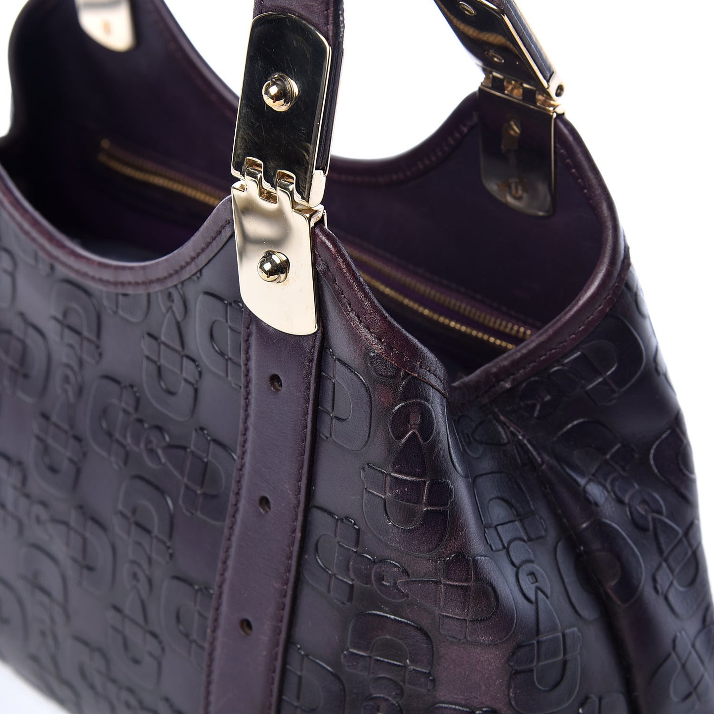 Calfskin Horsebit Embossed Shoulder Bag Purple