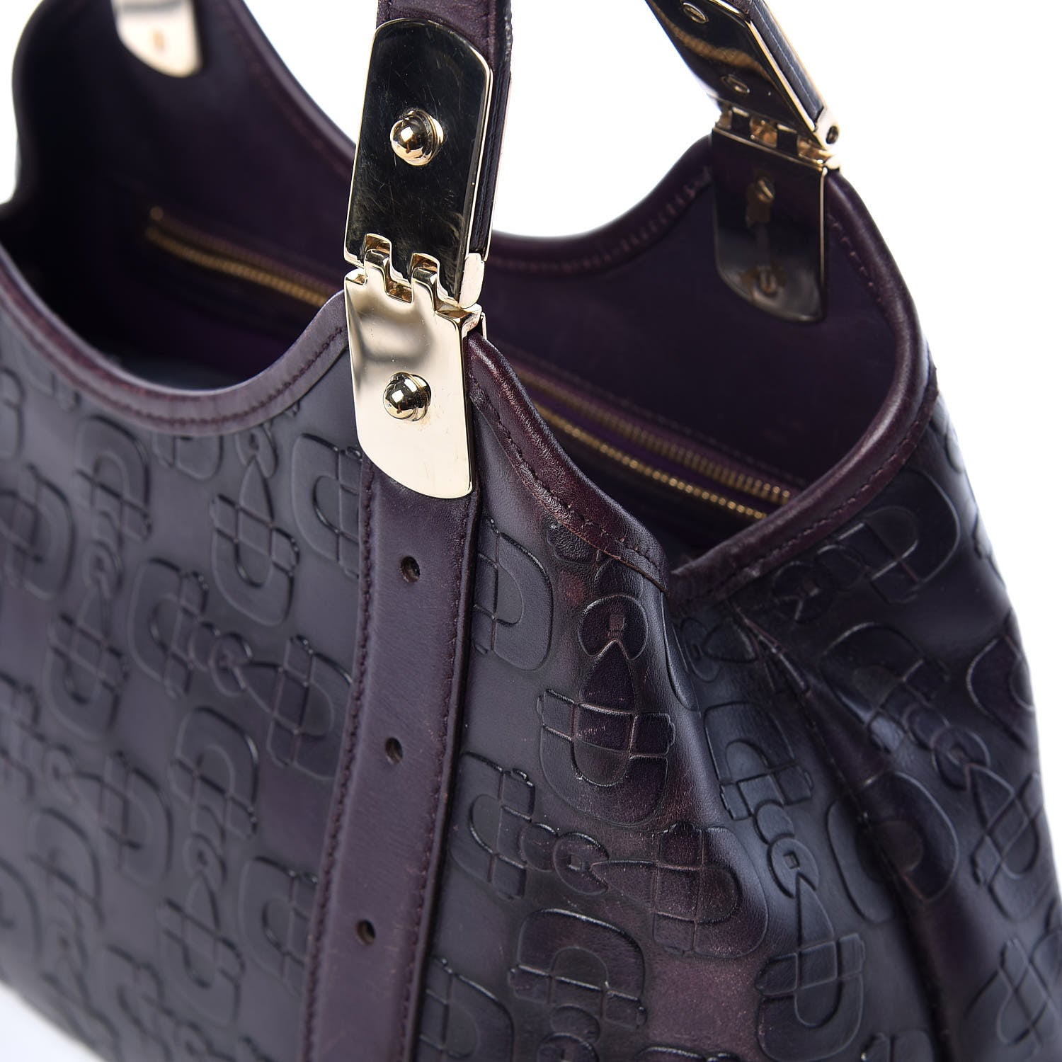 Gucci Calfskin Horsebit Embossed Shoulder Bag Purple 20 of 23