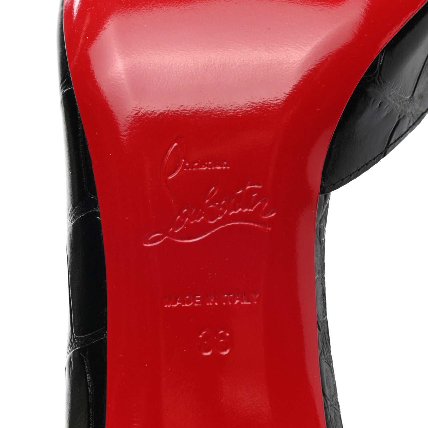 Christian Louboutin Crocodile Embossed Calfskin Iriza 100 Pumps 36 Black 6 of 9