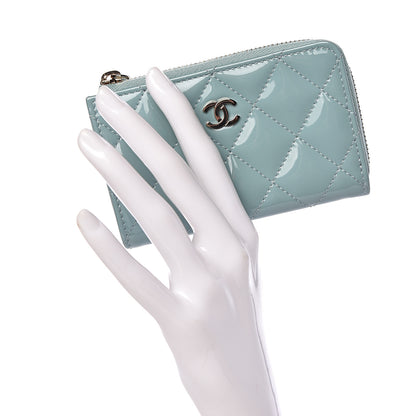 Chanel Patent Quilted Key Holder Case Blue 2 of 8