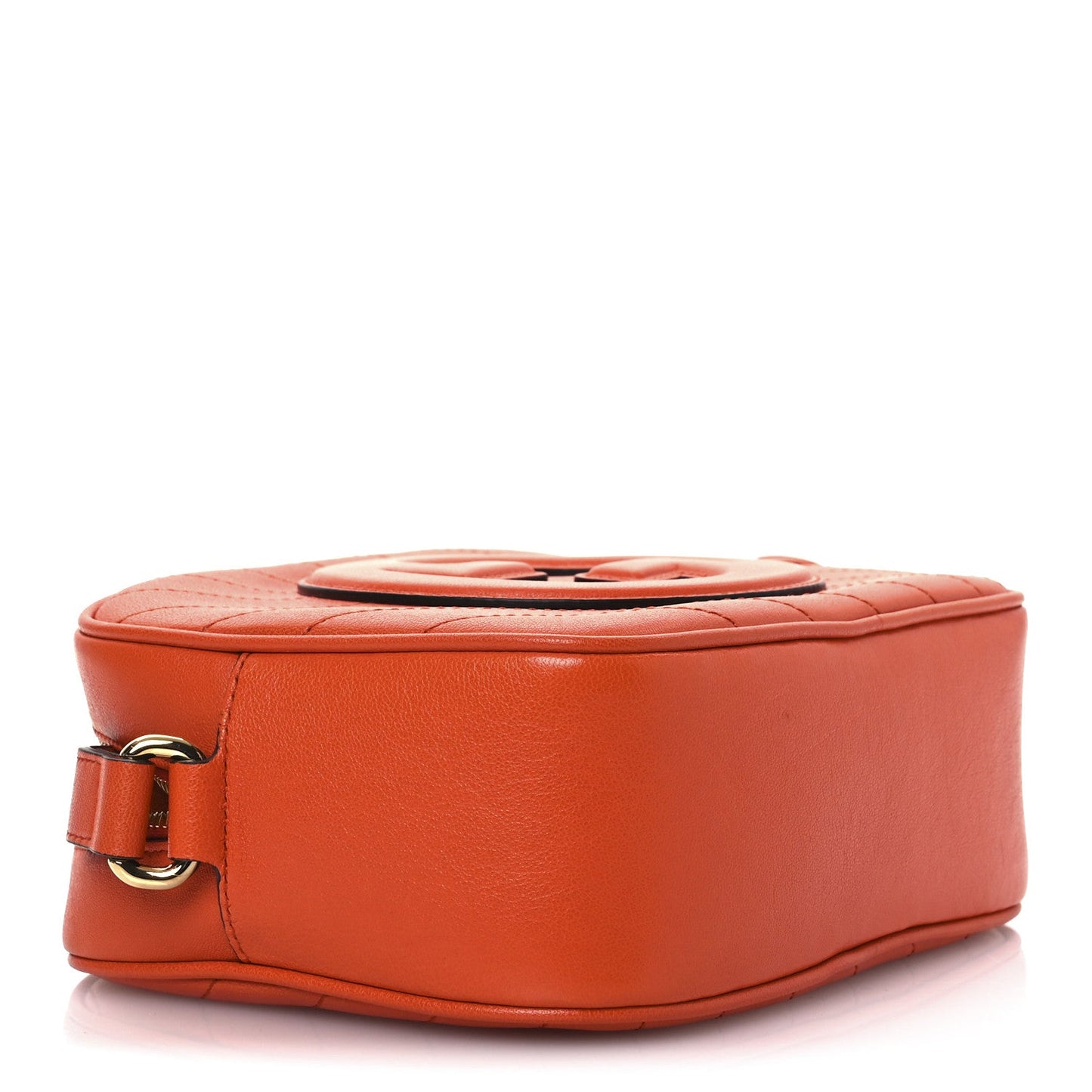 Sakai Be Green Calfskin Diagonal Stitched Small Blondie Shoulder Bag Orange