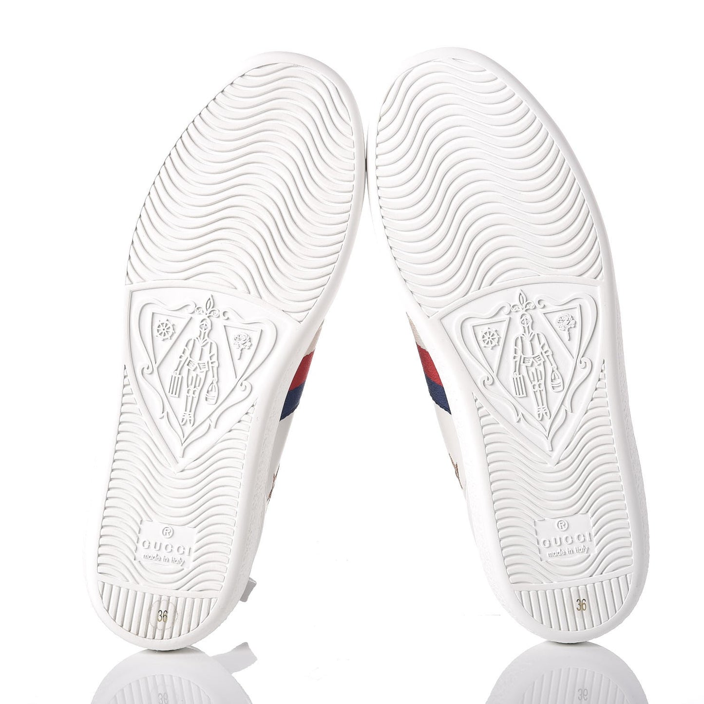 Calfskin Bee Star Embroidered Sylvie Web Ace Sneakers 36 White