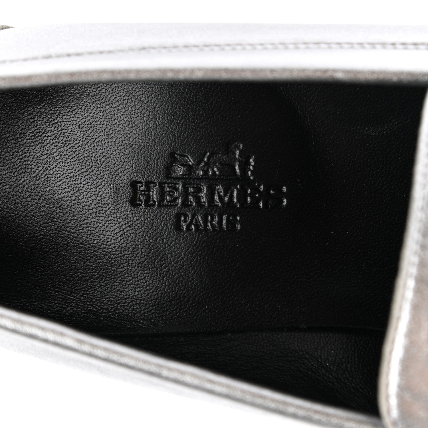 Hermes Metallic Goatskin Paris Loafers 37 Gris Argente 7 of 12