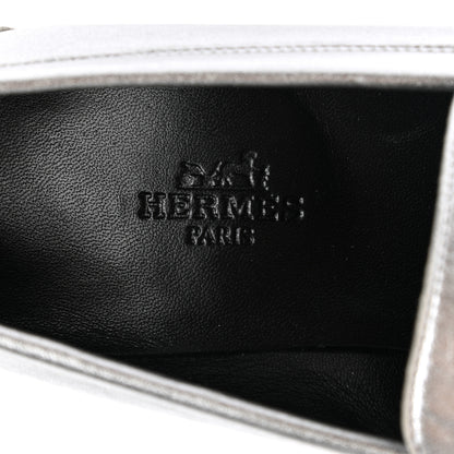 Hermes Metallic Goatskin Paris Loafers 37 Gris Argente 7 of 12
