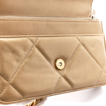 Chanel Metallic Goatskin Quilted Chanel 19 Wallet On Chain WOC Gold 12 of 12