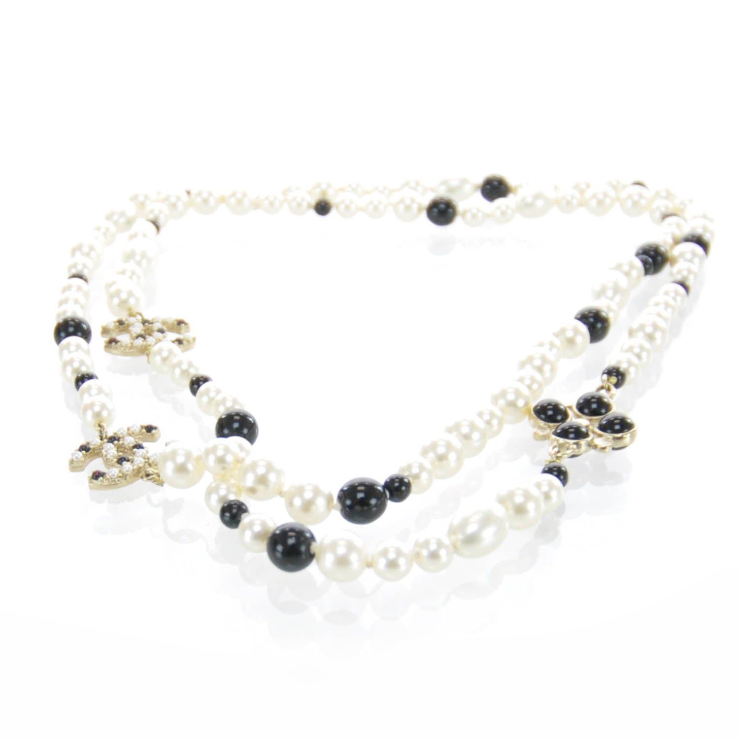 Chanel Long Pearl Gripoix CC Necklace Black White 08P 2 of 7