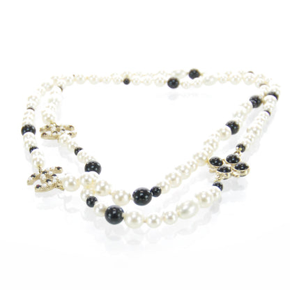 Chanel Long Pearl Gripoix CC Necklace Black White 08P 2 of 7