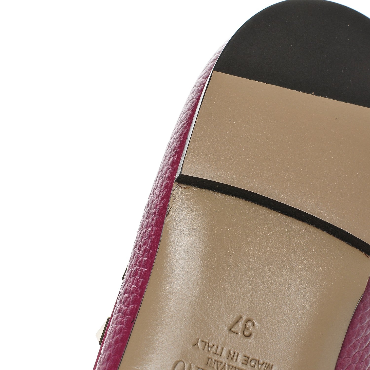 Valentino Garavani Pebbled Calfskin Rockstud Ballerina Flats 37 Deep Cyclamin 8 of 9
