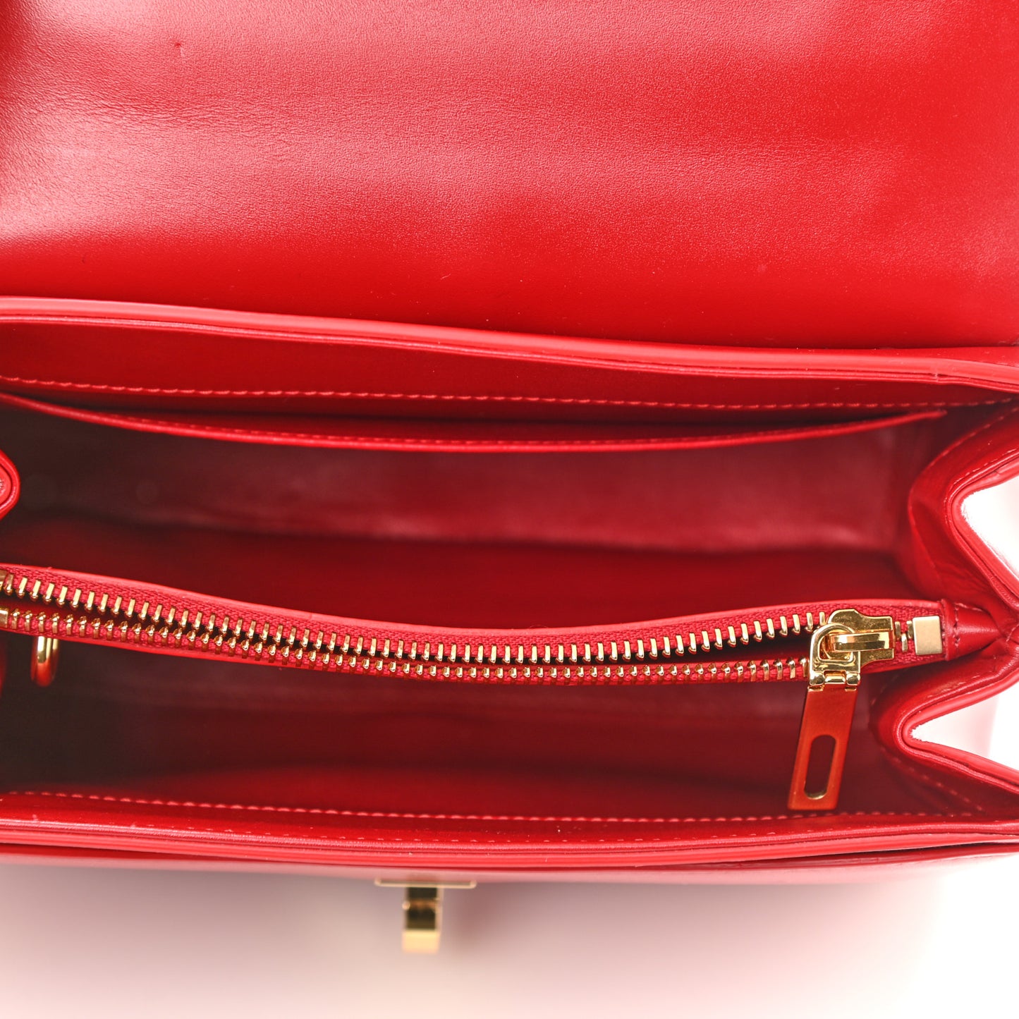 Satinated Calfskin Small 16 Top Handle Bag Red