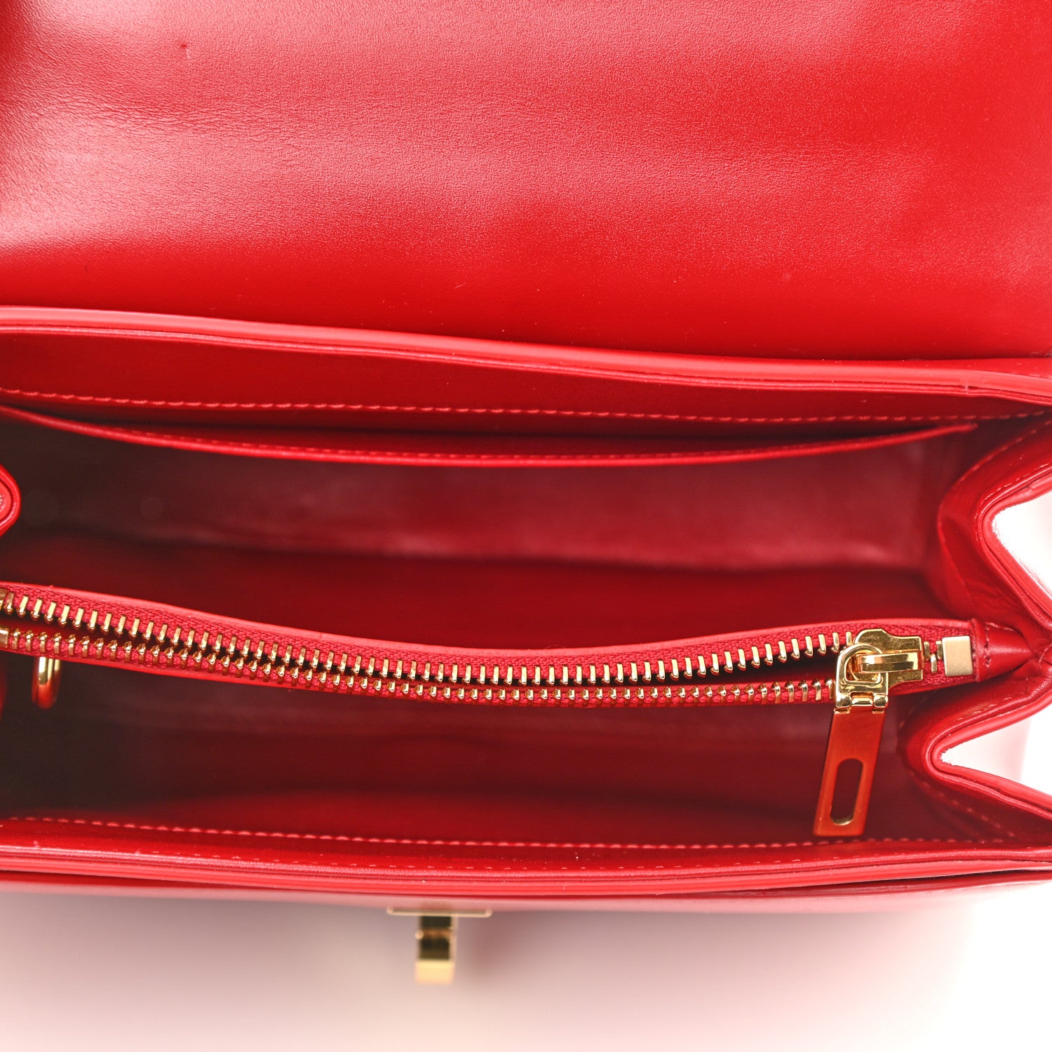 Celine Satinated Calfskin Small 16 Top Handle Bag Red 5 of 9