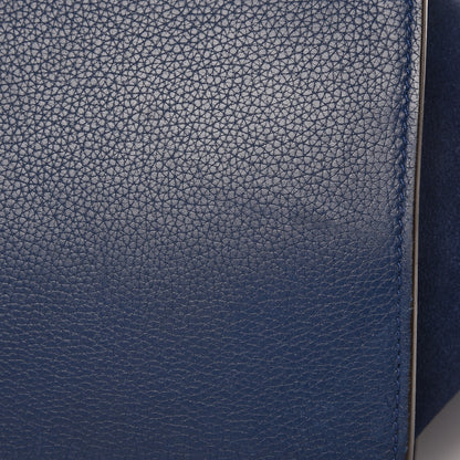 Celine Drummed Calfskin Suede Medium Trapeze Ocean Blue 14 of 16