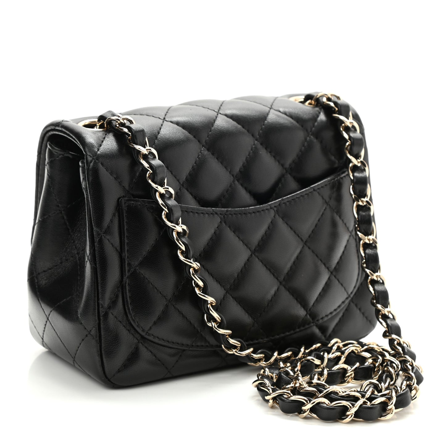 Lambskin Quilted Mini Square Flap Black