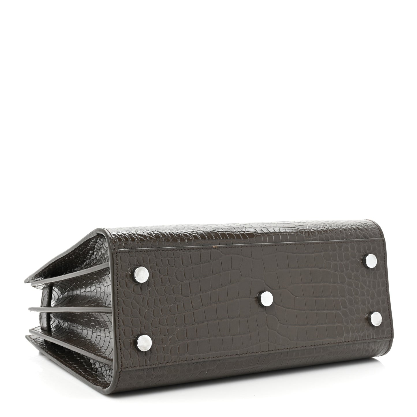 Calfskin Crocodile Embossed Baby Sac De Jour Dark Brown