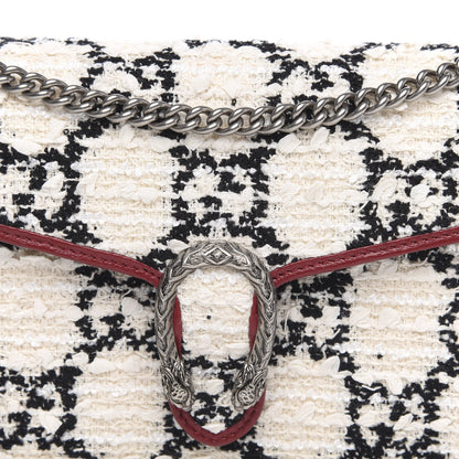 Gucci Tweed GG Monogram Mini Dionysus Chain Wallet White Black Romantic Cherry 10 of 11