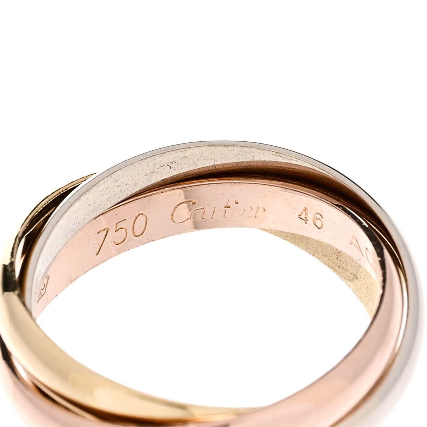 18K Pink Yellow White Gold Small Trinity Ring 46 3.75