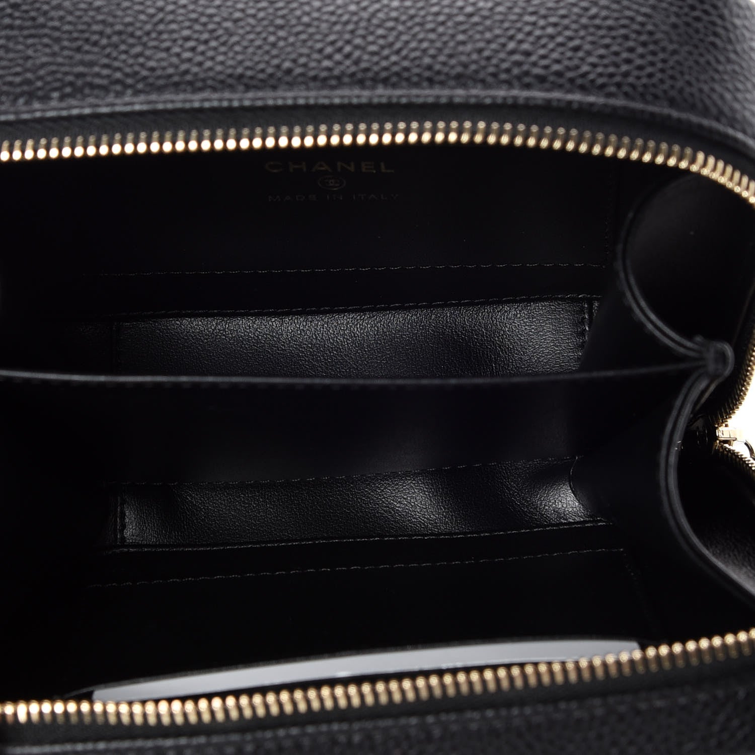 Chanel Caviar Quilted CC Filigree Vanity Clutch With Chain Black 7 of 10