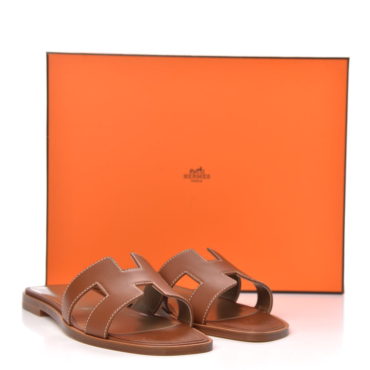 Hermes Box Calfskin Oran Sandals 36 Gold 9 of 9