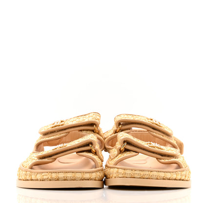 Chanel Braided Fabric Velcro Dad Sandals 38.5 Beige 3 of 12