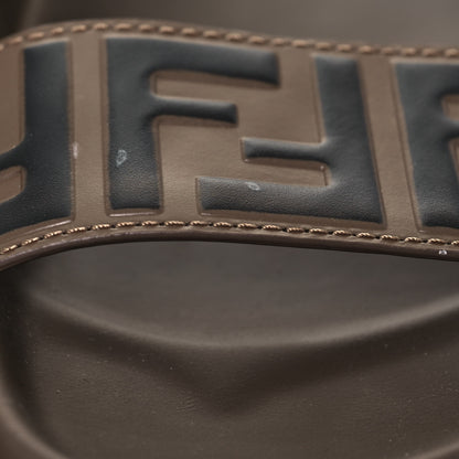 Fendi Calfskin FF Embossed Pearland Slide Sandals 37.5 Tobacco Moro 8 of 9